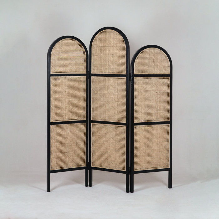 Bayou Breeze Solid Wood And Rattan Room Divider Screen Wayfair